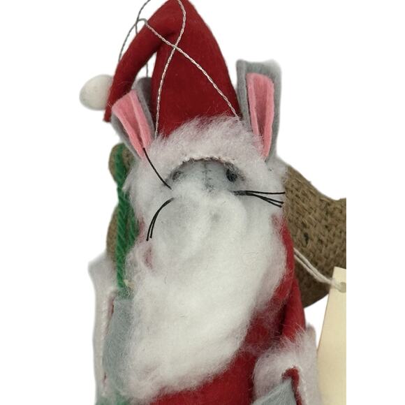 Festive Vintage Handcrafted Wool Felt Mouse Santa Claus Ornament XMAS Friends - Picture 2 of 12